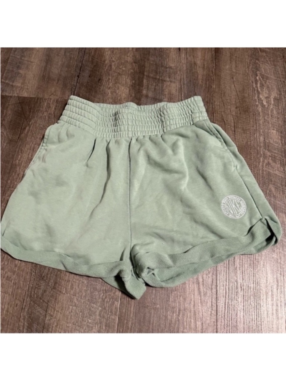 Nike Sage Green Smocked Waist Athletic Shorts